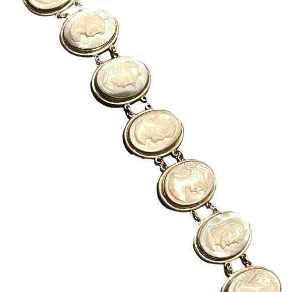 Antique MOP Pearl Hand carved sterling 800 Silver hand carved Cameo Bracelet - Picture 5 of 15